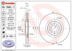 Product of Brembo 09788011C02 Vented 1 Piece Brake Rotor 