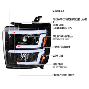 Spec-D Tuning 2lhp-Siv1525bk-Sq-Tm Headlight Assembly||||92||sdt1525bksqtm||1918762
