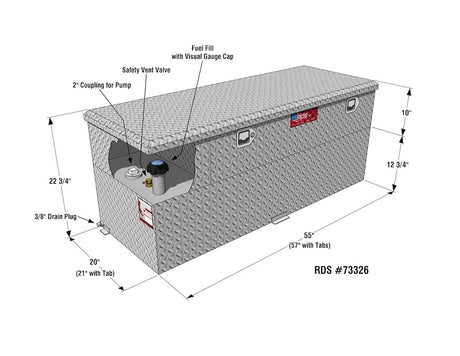Product of RDS Tanks 73326 Diesel/ Gasoline Liquid Transfer Tank 60 Gallon Rectangular 