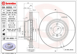 Product of Brembo 09935511C02 Vented 1 Piece Brake Rotor 