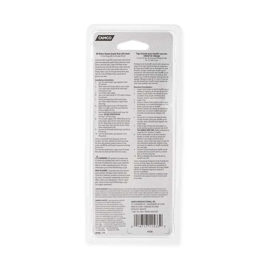 Product of Camco 11533 Water Heater Anode Rod