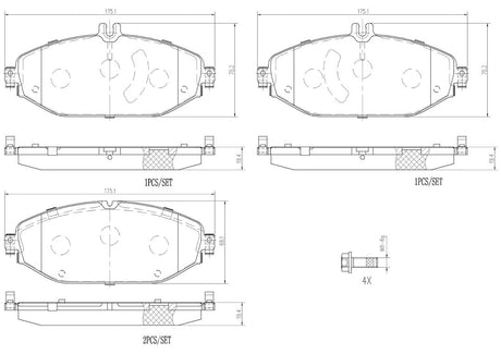 Product of Brembo P50124N Brake Pad - Set Of 4 