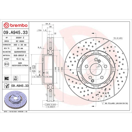 Brembo 09a94533c02 Brake Rotor||09a94533c02_1.Jpg||86||brm09a94533||1684236