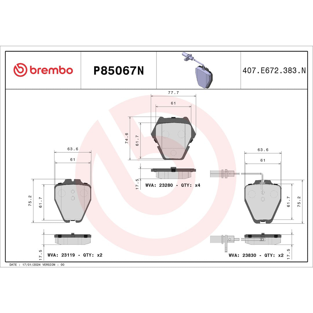 Brembo P85067n Brake Pad||p85067n_Drw.Jpg||87||brmp85067n||1754257