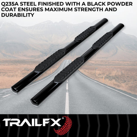 Product of TrailFX A1529B TFX 4" Oval Tube Side Steps Nerf Bar With Surface Steps 