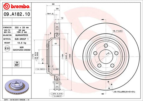 Product of Brembo 09A18211C02 Vented 1 Piece Brake Rotor 