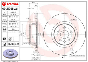 Product of Brembo 09N26521C02 Vented 1 Piece Brake Rotor 