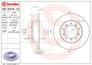 Product of Brembo 08531610C02 Solid 1 Piece Brake Rotor 