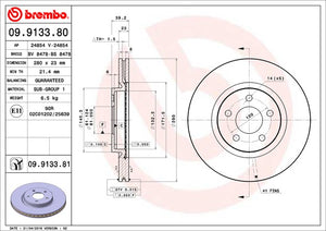 Product of Brembo 09913381C02 Vented 1 Piece Brake Rotor 