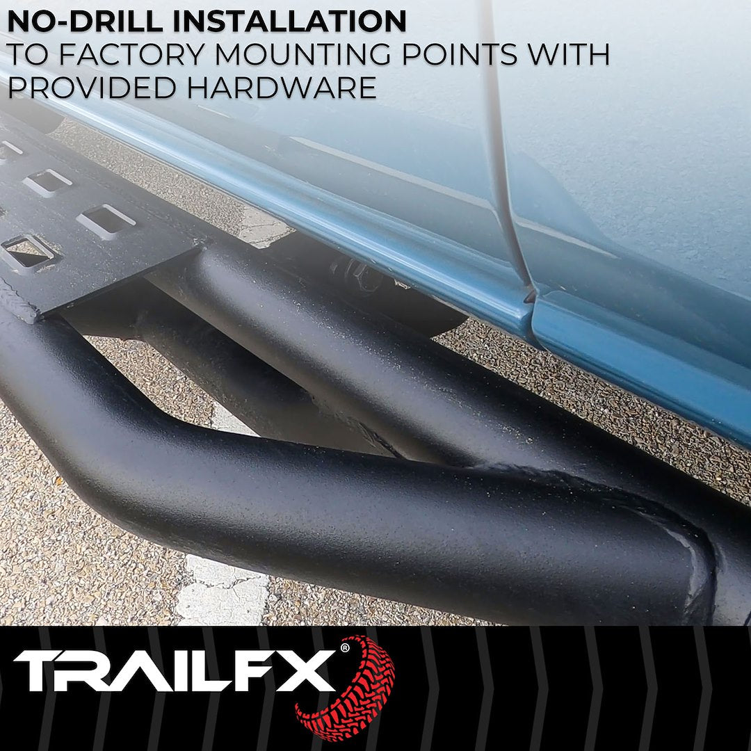 Product of TrailFX BR011T Black Steel Round Tube Rocker Panel Guard 