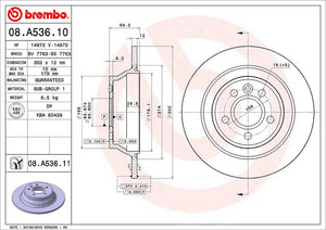 Product of Brembo 08A53611C02 Solid 1 Piece Brake Rotor 