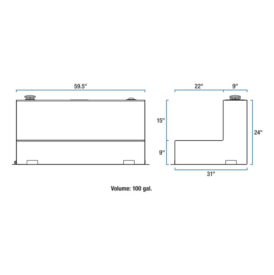 Product of UWS TT-100-L-T-P Diesel Liquid Transfer Tank 100 Gallon L-Shape 