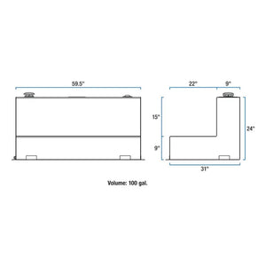 Product of UWS TT-100-L-T-P Diesel Liquid Transfer Tank 100 Gallon L-Shape 