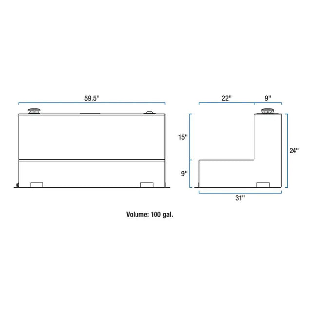 Product of UWS TT-100-L-T-P Diesel Liquid Transfer Tank 100 Gallon L-Shape 