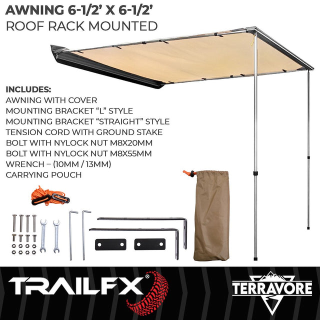 Product of TrailFX AWN001 SUV/Pickup Overlanding Manual Awning , Tan Solid 