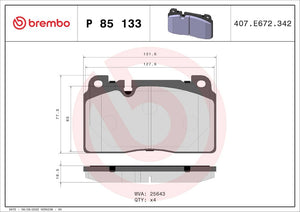 Product of Brembo P85133 Brake Pad - Set Of 4 