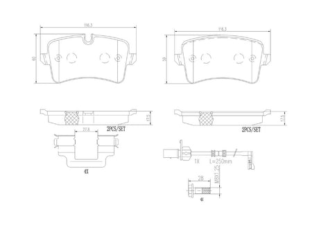 Product of Brembo P85150N Brake Pad - Set Of 4 