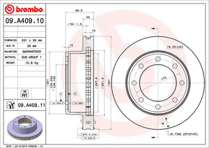 Product of Brembo 09A40911C02 Vented 1 Piece Brake Rotor 