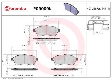 Brembo P09009n Brake Pad||p09009n_1.Png||86||brmp09009n||2104480