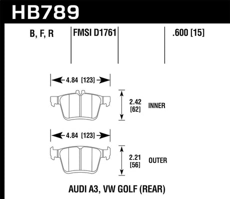 Product of Hawk Performance HB789B.600 Street/ Performance Brake Pad - Set Of 4 