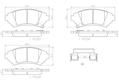 Product of Brembo P64001N Brake Pad - Set Of 4 
