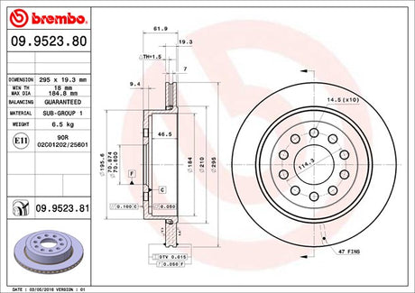 Product of Brembo 09952381C02 Vented 1 Piece Brake Rotor 