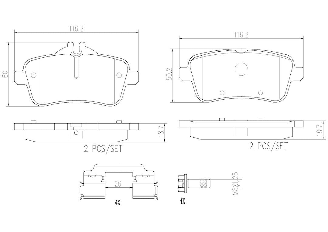 Product of Brembo P50099N Brake Pad - Set Of 4 