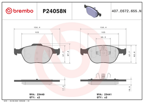 Brembo P24058n Brake Pad||p24058n_1.Png||86||brmp24058n||2104533