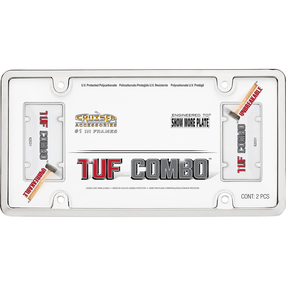 Cruiser 62031 License Plate Frame||62031_P01-Tuf-Combo_Chrome_Clear-Inpack.Jpg||86||c3462031||1040819