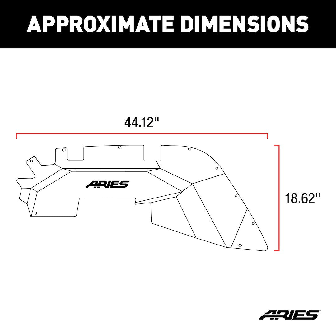 Product of Aries 1500550 Powder Coated Black Aluminum Fender Well Liner 