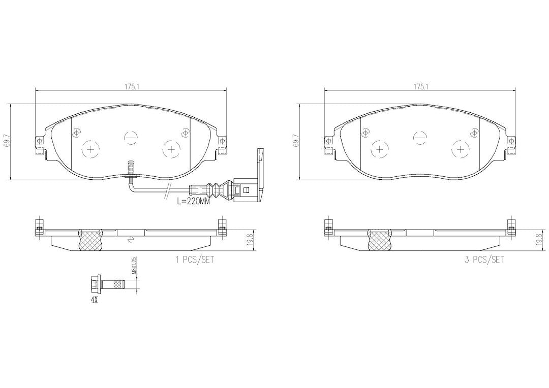 Product of Brembo P85131N Brake Pad - Set Of 4 