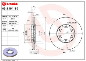 Product of Brembo 09819480C02 Vented 1 Piece Brake Rotor 