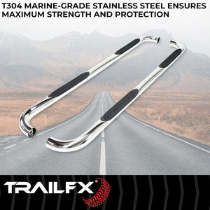 Product of TrailFX A0053S TFX Round Tube Side Steps Nerf Bar With Surface Steps 