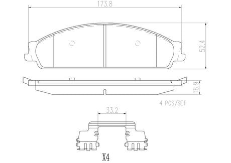 Product of Brembo P24120N Brake Pad - Set Of 4 