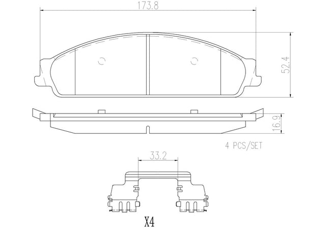 Product of Brembo P24120N Brake Pad - Set Of 4 