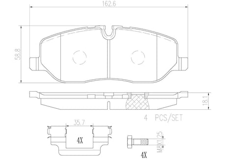 Product of Brembo P44014N Brake Pad - Set Of 4 