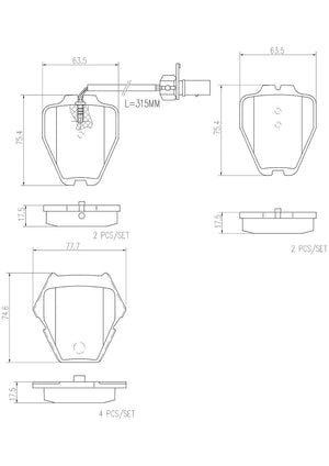 Product of Brembo P85067N Brake Pad - Set Of 4 
