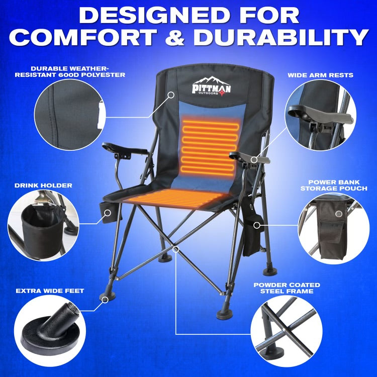 Airbedz By Pittman Outdoors Ppi-Heat_Chr Camping Chair||ppi-Heat_Chr-Infographics_Designed For Comfort Copy.Jpg||91||abzppiheatchr||1527438