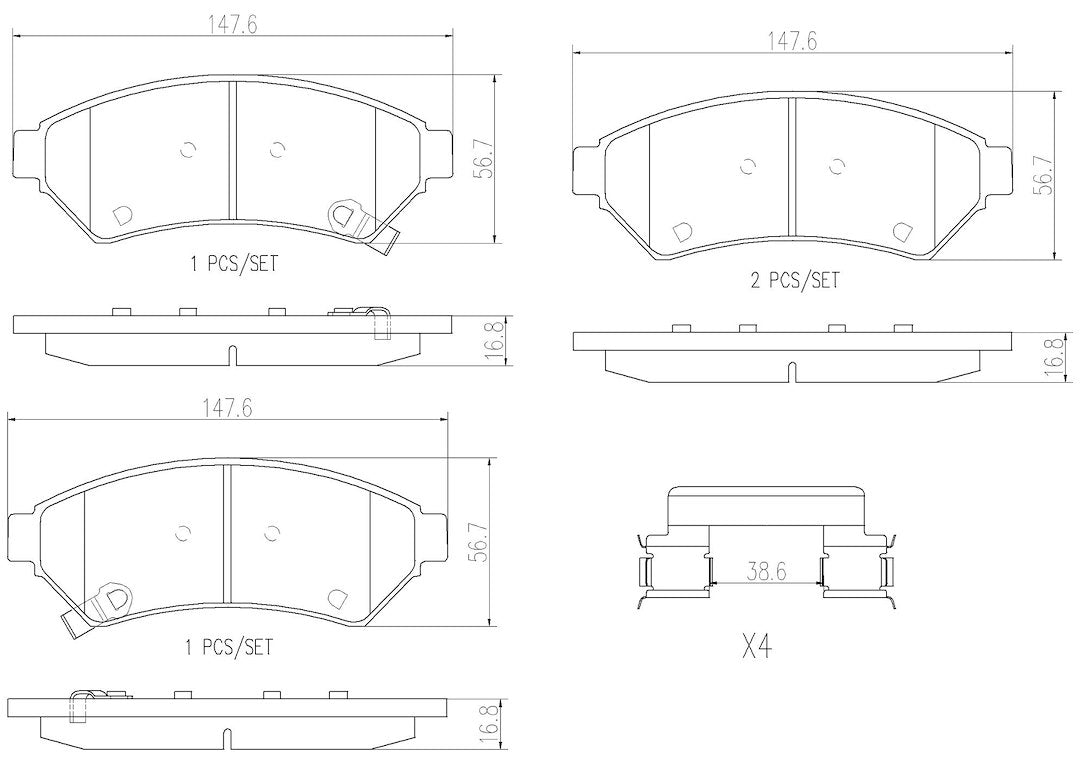 Product of Brembo P10033N Brake Pad - Set Of 4 
