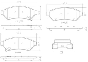 Product of Brembo P10033N Brake Pad - Set Of 4 