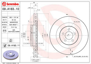 Product of Brembo 09A18311C02 Vented 1 Piece Brake Rotor 