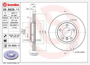 Product of Brembo 09B63811C02 Vented 1 Piece Brake Rotor 