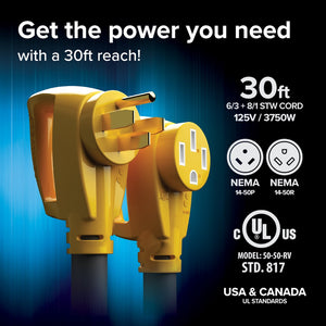 Product of Camco Power Grip 50-Amp RV Extension Cord (55195)
