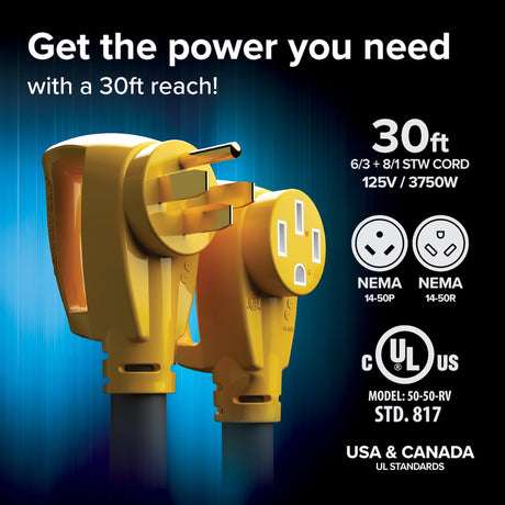 Product of Camco Power Grip 50-Amp RV Extension Cord (55195)