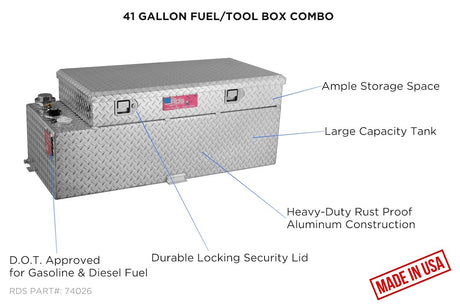 Product of RDS Tanks 74026 Diesel/ Gasoline Liquid Transfer Tank 50 Gallon Rectangular 