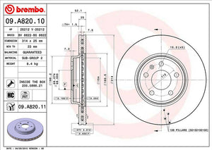 Product of Brembo 09A82011C02 Vented 1 Piece Brake Rotor 