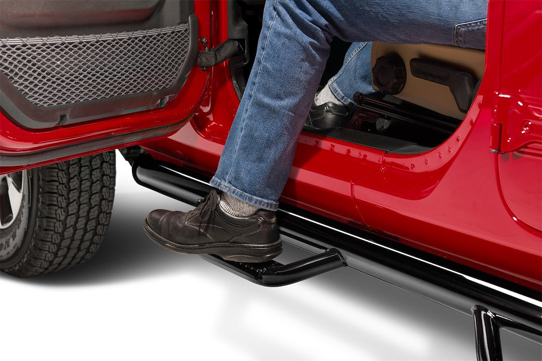 Product of N-Fab J1980T-GB W2W Series Nerf Bar With Drop Down Steps 