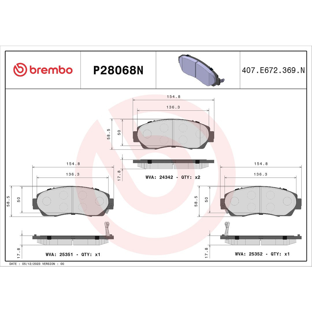 Brembo P28068n Brake Pad||p28068n_Drw.Jpg||91||brmp28068n||1752905