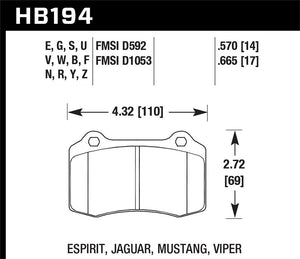 Product of Hawk Performance HB194Z.570 Performance/ Street Brake Pad - Set Of 4 