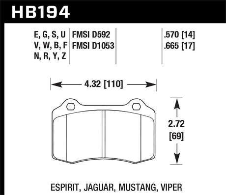 Product of Hawk Performance HB194Z.570 Performance/ Street Brake Pad - Set Of 4 